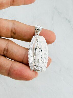 925 Sterling Silver Virgin Mary Pendant Guadalupe Catholic Medalla plata virgen